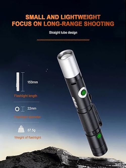 Defense Curved Flashlight, Rechargeable Tactical Flashlights, 4 Modes, High Lumens, Emergency Alarm, Multi-Color Side Lights (1PCS)
