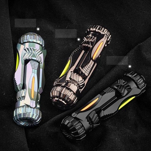 SKEDC Fidget Toys Adults, Alloy Fidget Slider Fidget Clicker Fidget Spinner, EDC Laucher Toy ADHD Tools Executive Desk Toy for Keep Focus & Relief Stress, Cool Gadgets for Men (Night Light Black)