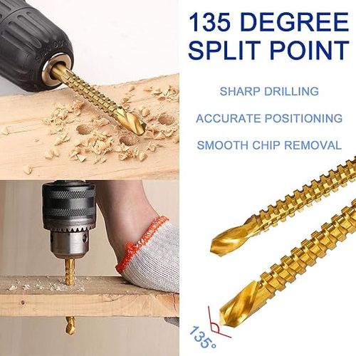 6pc Titanium Twist Drill Bit Set 3-8mm HSS Sawtooth Bits for Wood Metal Plastic Hole Saws