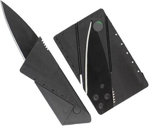 Card Knife Folding Knife Credit Card Size Thin Pocket Wallet Survival Tool - Now with Leather Case!