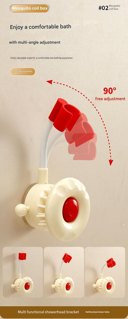 Movable suction cup shower head bracket, wall-mounted, no-drill shower head base holder for home bathrooms.