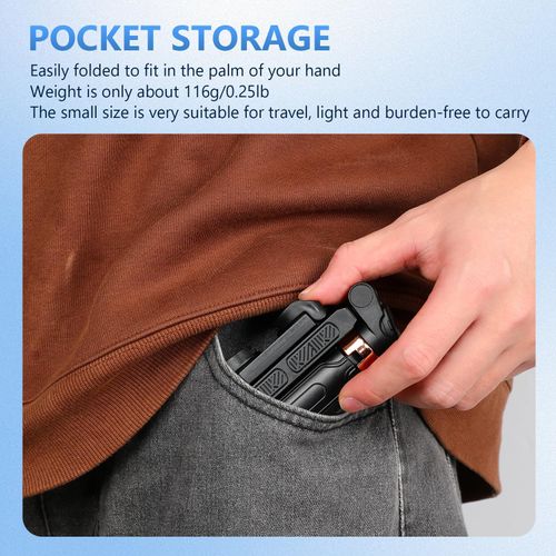 Mini Selfie Stick Tripod, Floor-Standing Quadripod for Taking Photos, with Detachable Embedded Remote Control, 3-in-1 Travel Portable Pocket Tripod (Black)