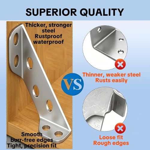 box 20 Pack Aluminum Corner Brace 90 Degree with 140 Screws, L Shape Angle Bracket for Furniture Wood Cabinet Drawer, Silver