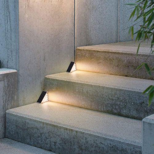 LED Solar Step Lights, Waterproof Outdoor Stair Lights, Porch Deck Lights Outdoor Decor Solar Decoration Lights for Yard, Patio, Garden,Warm Light