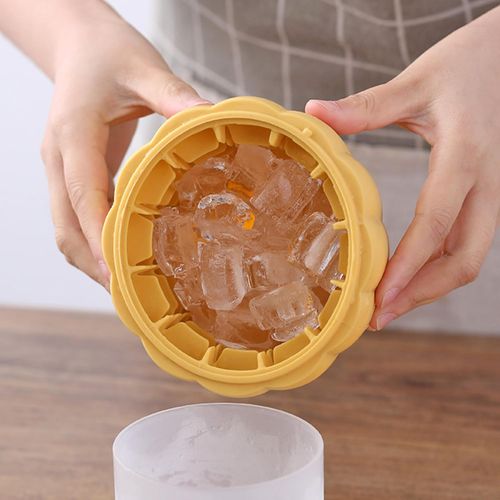 Ice Buckets Pumpkin Silicone Ice Bucket Iced Beverage Double Ice Bucket Creative Convenient Home Quick Ice Making Freezer Ice Bucket Insulated Ice Bucket, Yellow,