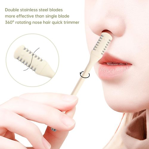 2-in-1 Nasal Hair Cutter for Women,2pcs Double Sided Nasal Hair Cutter,Nostril Hair Remover Tool, 360° Rotating Nose Hair Trimmer with Ear Digger for Men and Women Manual Nose Hair Trimmer