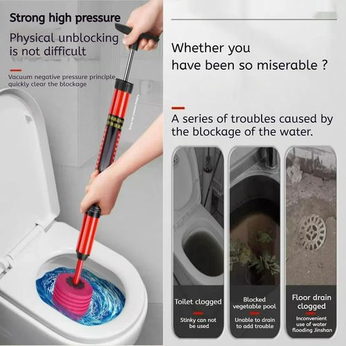 High Pressure Toilet Plunger, 2026 New Powerful Air Drain Unclogger, Toilet Auger Clog Remover Tool Sink Plunger Bathroom Toilet Unclogger Tool Heavy-Duty Clog Remover for Bathroom Drains (1Pcs)