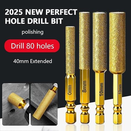 Hex Perfect Hole Drill Bit,4Pcs Diamond Coated Hole Saw Core Drill Bit,High Hardness,with Non Slip  Hex Shank for Dry Drilling and Grinding Integration,for Porcelain Tile Marble Glass Ceramic