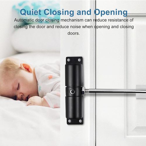 Hinge, Black Door Closer, Automatic Spring Hydraulic Door Closer, Closing Speed Adjustable, Commercial and Household 45~60kg Weight Door, QPWY787870