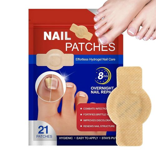 Fungal Nail Patches for Toenails, 21 Count - Nail Repair Patches with 8-Hour Adhesion, for Discolored & Damaged Toenails Care, Overnight Renewal for Men & Women