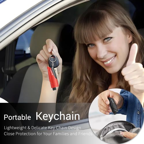 2-in-1 Window Breaker Seatbelt Cutter Keychain & Emergency Car Escape Tool（Complimentary test glass sample）