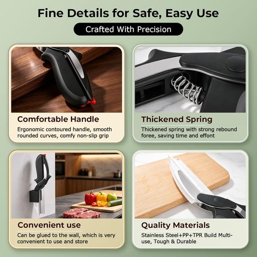 2 in 1 Kitchen Scissors for Food, Cutting Board Scissors with Safety Lock