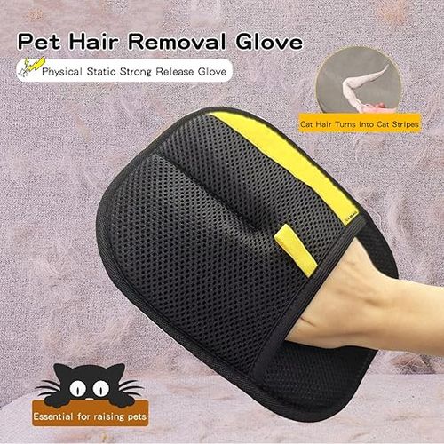 Upgraded Pet Hair Removal Gloves for Cats & Dogs, Electrostatic Reusable Grooming Gloves, Quick Fur & Lint Remover for Furniture, Carpet, Clothing, Car & Home Use