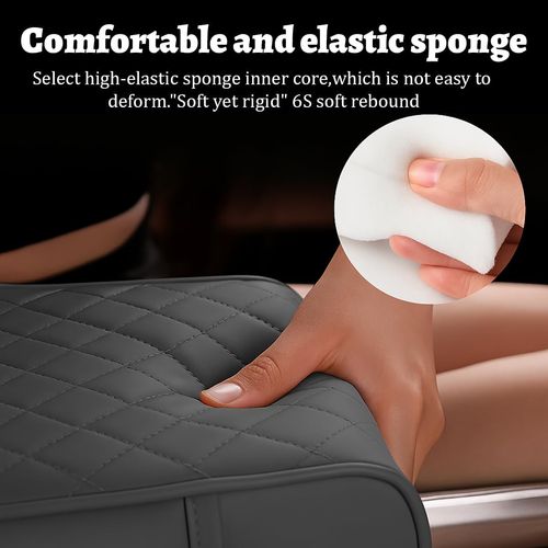 Car Armrest Cushion,5-in-1 Center Console Cover with 2 Storage Bags Cup Holder, Tissue Box Slot, Phone Slot for Sedans, Car Accessories Interior Organizers (Black）