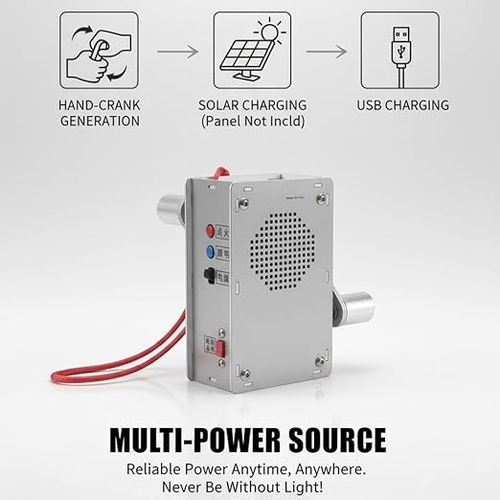 Portable High Power Hand Crank Generator 1000Mah Mini Emergency Power Supply Equipped with LED Lighting for Outdoor Camping, Hiking, Emergency Charging