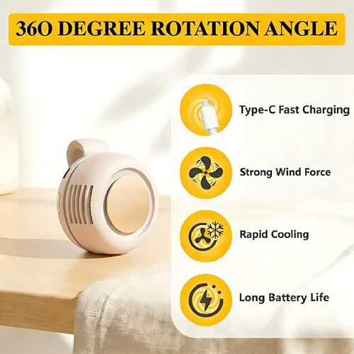 Portable Silent Mini Bladeless Electric Fan,Small fan Clip on for Shirt & Waist,2026 New Mini Bladeless Fan Clip On,Adjustable 3-Speed For Outdoor & Travel & Office, Travel Accessories, Gift (white)