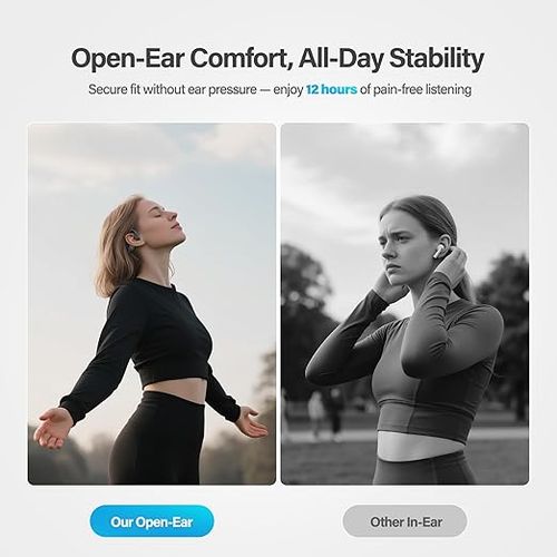 New Bone Conduction Headphones, Open Ear Bluetooth 5.4, Lightweight Skin-Friendly, IPX5 Sweat Resistant, 12Hrs Playtime Sports Wireless Earbuds with Built-in Mic for Running, Gym, Cycling, Outdoor