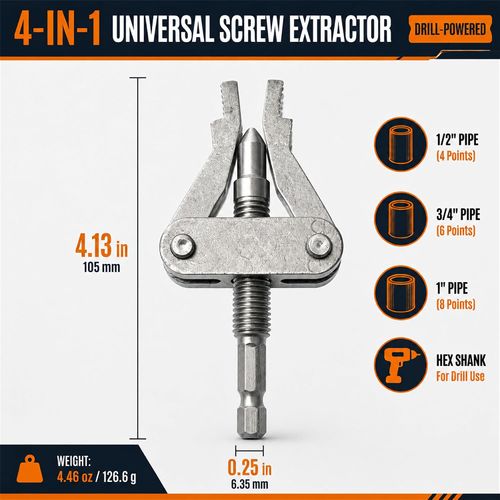 Broken Pipe Extractor Tool, Universal Broken Pipe Extractor