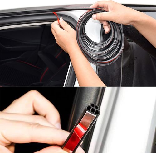 Car Door Edge Guard (16ft-5M) Universal B Shape Rubber Seal Strip Trim Automotive Self Adhesive Weatherstrip for Car Window Door Protector Soundproofing Noise Insulation (Black)