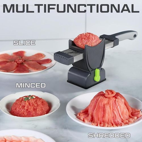 Meat Slicer Machine, Manual Fresh Meat Cutter, Thickness Adjustable, One Cut 18 Slices, Equipped with Stiff Brush for Easy Cleaning for Beef Pork Mutton