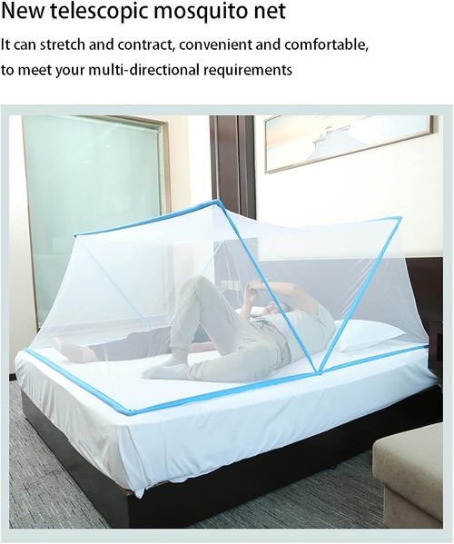 Foldable Mosquito Net Bed Canopy Student Bed Curtains Summer Bedroom Integrated Bed Netting Mosquito Net Canopy Bed Tent Sleeping Tents,Blue190*135*80