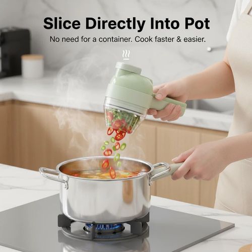 Multi-functional electric vegetable cutter, 4-in-1 vegetable cutter, mini garlic maker, garlic food processor, cordless electric vegetable cutter