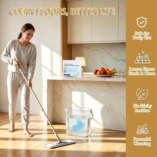 Multi-purpose floor cleaning sheets, multi-effect floor cleaner, suitable for various floor types including hardwood, tile, and laminate (100-count, blue)