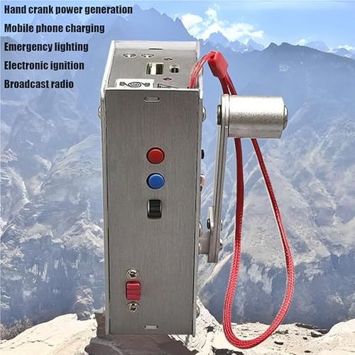 Portable High Power Hand Crank Generator 1000Mah Mini Emergency Power Supply Equipped with LED Lighting for Outdoor Camping, Hiking, Emergency Charging