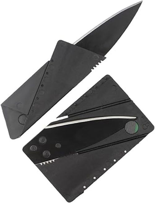 Card Knife Folding Knife Credit Card Size Thin Pocket Wallet Survival Tool - Now with Leather Case!