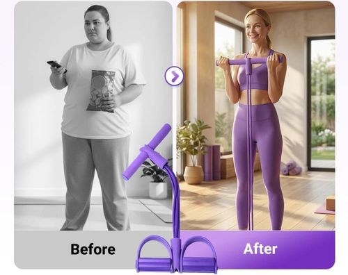 4 Tube Resistance Bands with Ergonomic Pedal Full Body Workout(Purple)