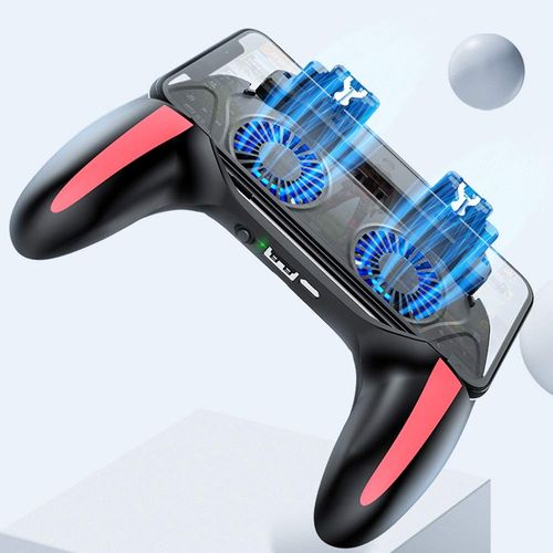 4 Fingers Gaming Grip with Dual Cooling Fan Game Mobile Controller Game Trigger Joystick Gamepad for PUBG Mobile Rules of Survival Survivor Royale Critical Ops video game