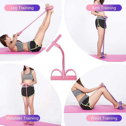 4 Tube Resistance Bands with Ergonomic Pedal Full Body Workout(Purple)