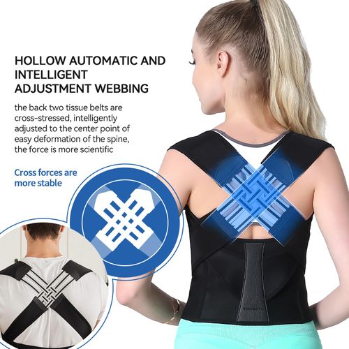 Corrector for Women and Men,Adjustable Shoulder Straightener,Back Support Brace,Upper Spine scoliosis, hunchback Black Large