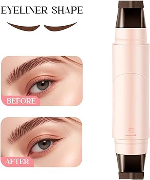 Buy one get one free 2 pieces in total Eye Liner Stamp, Delineadores De Doble Punta, Delineador De Ojos Waterproof, Sin Manchas, Secado Rápido, Y Precisos, Larga Duración, En Negro Y Marrón, 1,05ml