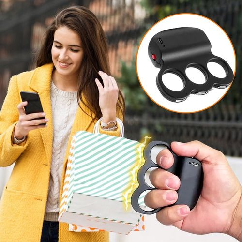 Knuckle Stun Ring  Battery Electric Guard Stun Ring with Switch Compact Stun Self Defense for Women and Men