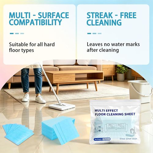 Multi-purpose floor cleaning sheets, multi-effect floor cleaner, suitable for various floor types including hardwood, tile, and laminate (100-count, blue)