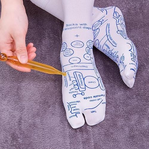 Foot massage socks for pain relief and acupressure point stimulation.