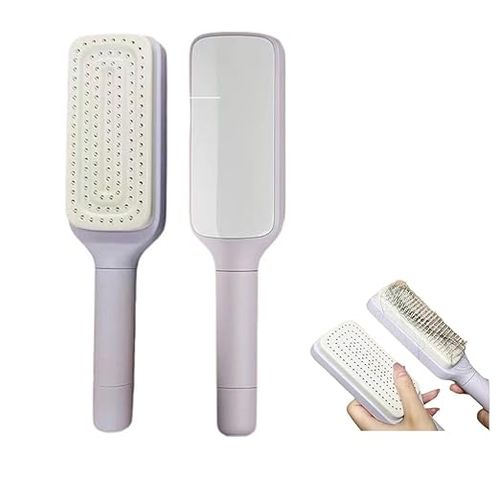Self Cleaning Hair Brushes, Easy Clean Hair Brush with Retractable Bristles, Anti Static Massage Comb Brush for Effortless Hair Removal and Cleaning
