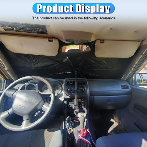 Car Windshield Sunshade Umbrella, Portable Auto Interior Front Window Heat Insulation Protector Cover, Vehicle UV Rays Blocker Camping Accessory Keep Car Cool for SUV, Sedan (Small)