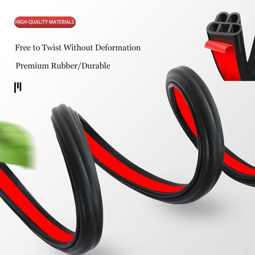 Car Door Edge Guard (16ft-5M) Universal B Shape Rubber Seal Strip Trim Automotive Self Adhesive Weatherstrip for Car Window Door Protector Soundproofing Noise Insulation (Black)