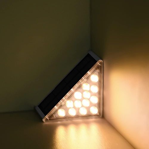LED Solar Step Lights, Waterproof Outdoor Stair Lights, Porch Deck Lights Outdoor Decor Solar Decoration Lights for Yard, Patio, Garden,Warm Light