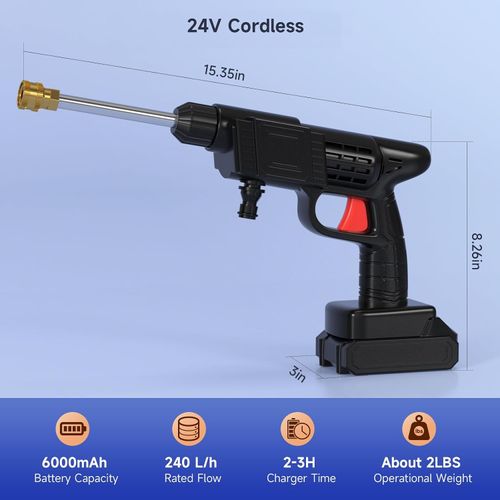 Cordless Pressure Washer Gun, Black