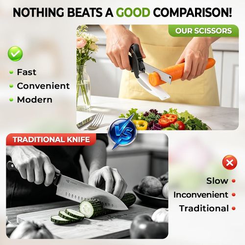 2 in 1 Kitchen Scissors for Food, Cutting Board Scissors with Safety Lock