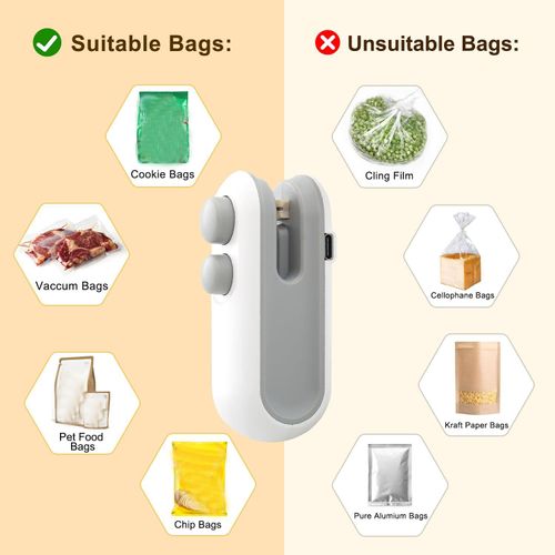 Mini rechargeable sealing machine hand pressure snack plastic bag heat sealer small household portable food preservation