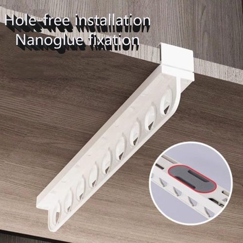 Pull Out Closet Valet Rod with 9 Holes, Wardrobe Hanger Rack Top Mount Telescopic Pants Rack, Closet Rod 15×1.6×3.2in White (Color : White Telescopic Rack)