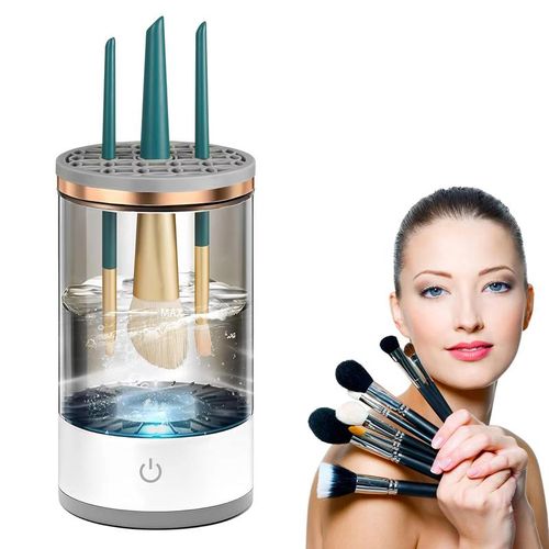 Makeup Brush Cleaning Machine - Automatic Cosmetics Brush Cleaner, Electric Make-up Brush Cleaner and Dryer, Dust-proof Beauty Brushes Organizer, Birthday Gift for Ladies
