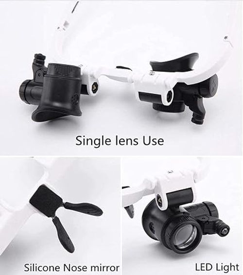Magnifying Glasses 8X 15X 23X Magnifier LED Headband Glass Eye Magnifying Repair Tool Watchmaking Coin Stamp Currency Book Errors Jewelry Necklace Magnifier Glasses Beading Biology Loupe Microscope