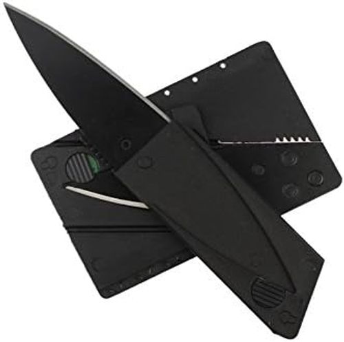 Card Knife Folding Knife Credit Card Size Thin Pocket Wallet Survival Tool - Now with Leather Case!