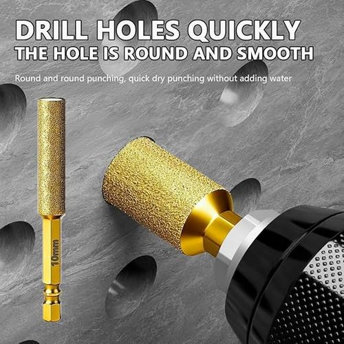 Hex Perfect Hole Drill Bit,4Pcs Diamond Coated Hole Saw Core Drill Bit,High Hardness,with Non Slip  Hex Shank for Dry Drilling and Grinding Integration,for Porcelain Tile Marble Glass Ceramic