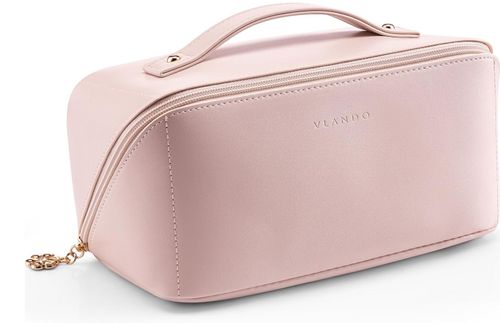 Makeup Organizer Bag for Women | Travel Cosmetic Pouch | Bridal Makeup Box | Portable Makeup Bag | Cosmetic Organizer for Daily Use (Pink) (Pink)